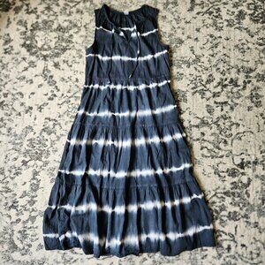 Old Navy Blue Tie Dye Tiered Midi Dress w/ Pockets